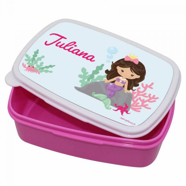 Lunchbox Kunststoff mit Name Meerjungfrau
