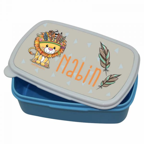 Lunchbox Kunststoff mit Name Löwe