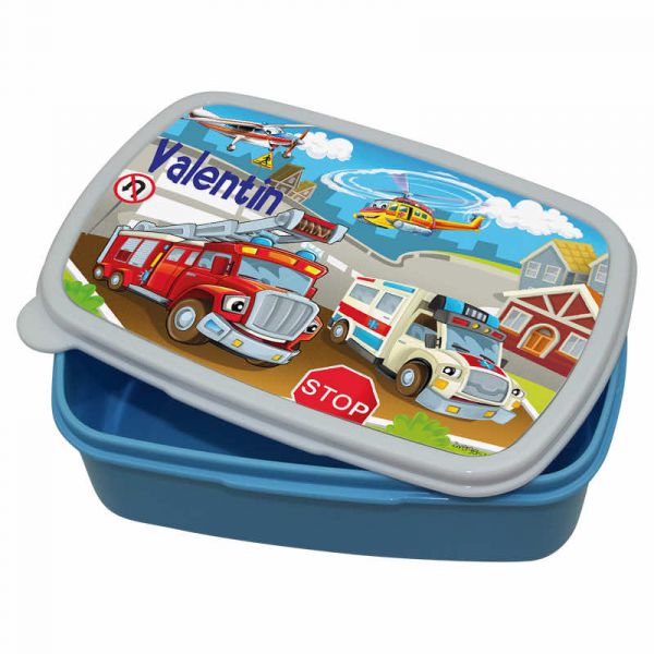 Lunchbox Kunststoff mit Name Feuerwehr