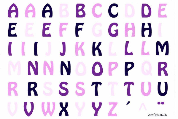 Sticker ABC rosa:lila DIN A5