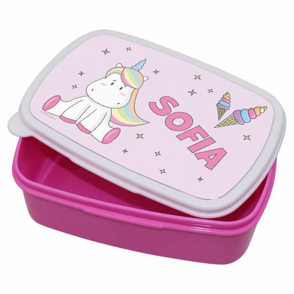 Lunchbox Kunststoff Einhorn pink