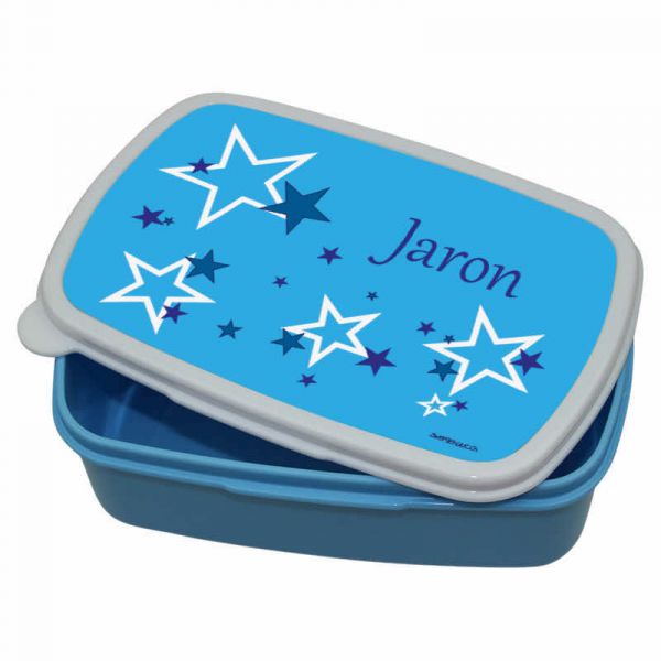 Lunchbox Kunststoff mit Name Sternchen blau