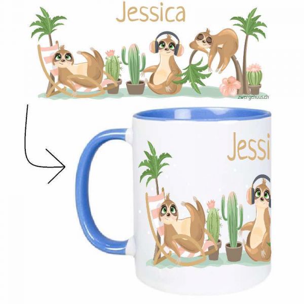 Tasse mit Name Faultiere